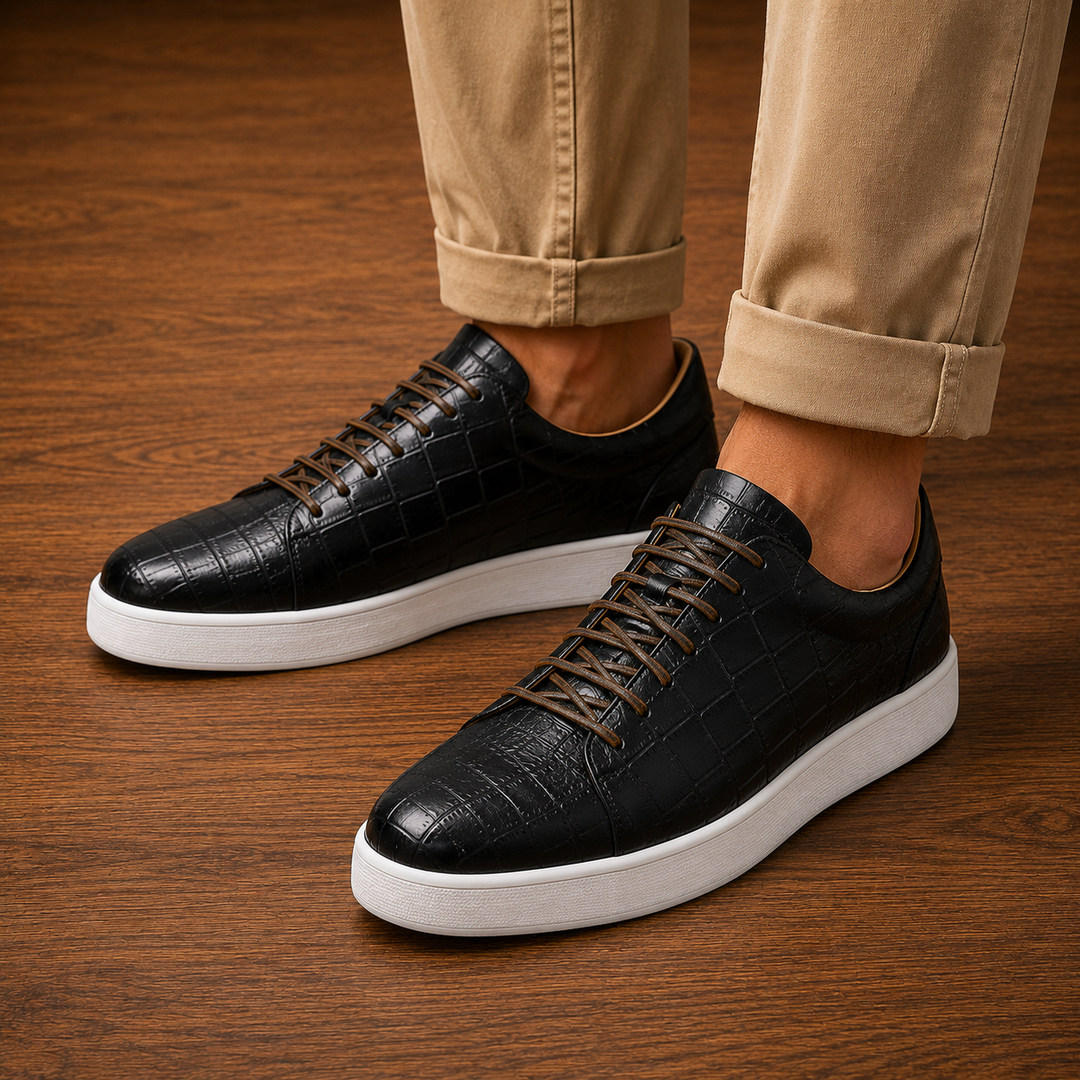 Textured Leather Sneakers