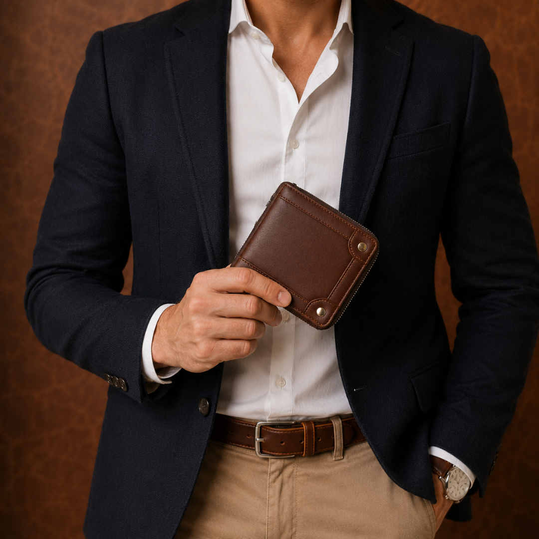 Leather Zipper Wallet