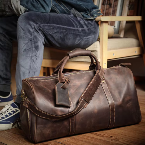 TRAVEL VINTAGE LEATHER DUFFLE BAG
