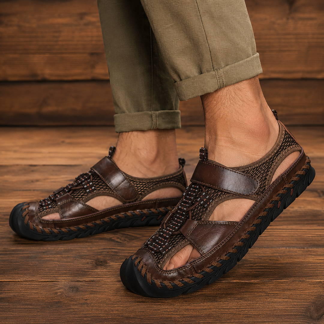 Closed-Toe Leather Sandals