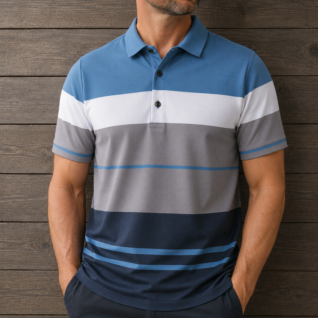 Striped Colorblock Polo Shirt