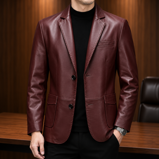 Leather Two-Button Blazer