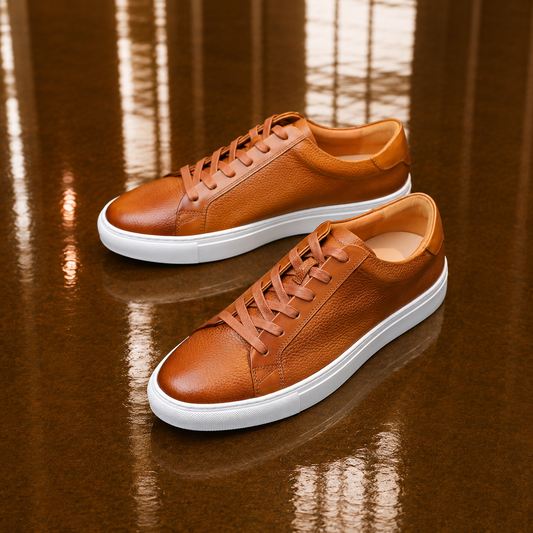 Premium Leather Lace-Up Sneakers