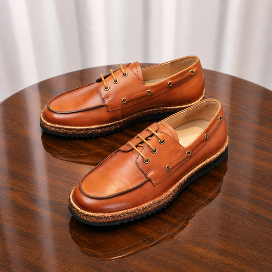 Premium Leather Moc-Toe Shoes