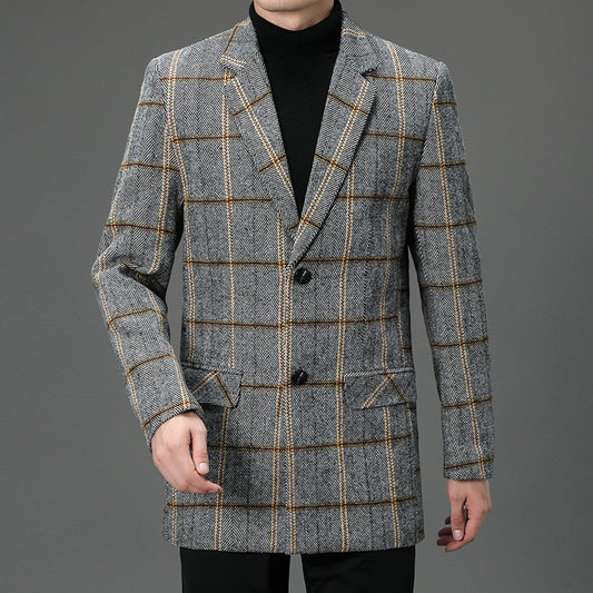 ELEGANT PLAID WOOL COAT