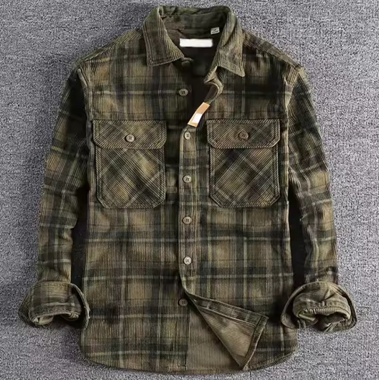 MEN'S VINTAGE CORDUROY PLAID SHIRT