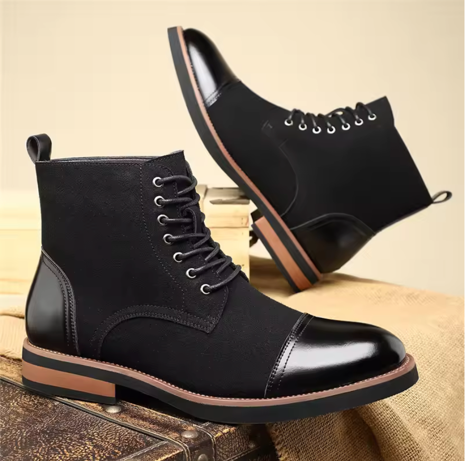 TWO-TONE SUEDE BOOTS