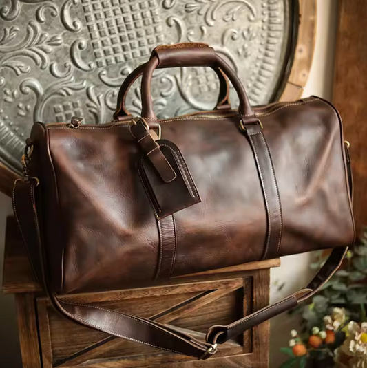 TRAVEL VINTAGE LEATHER DUFFLE BAG