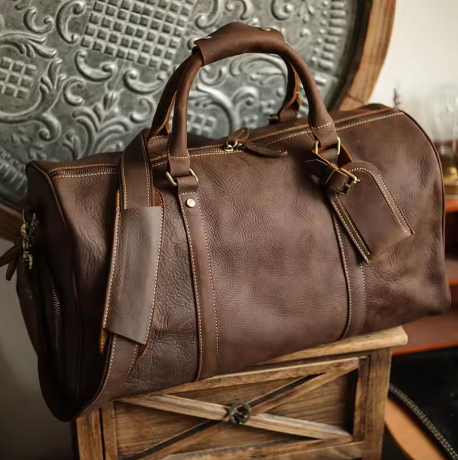 TRAVEL VINTAGE LEATHER DUFFLE BAG