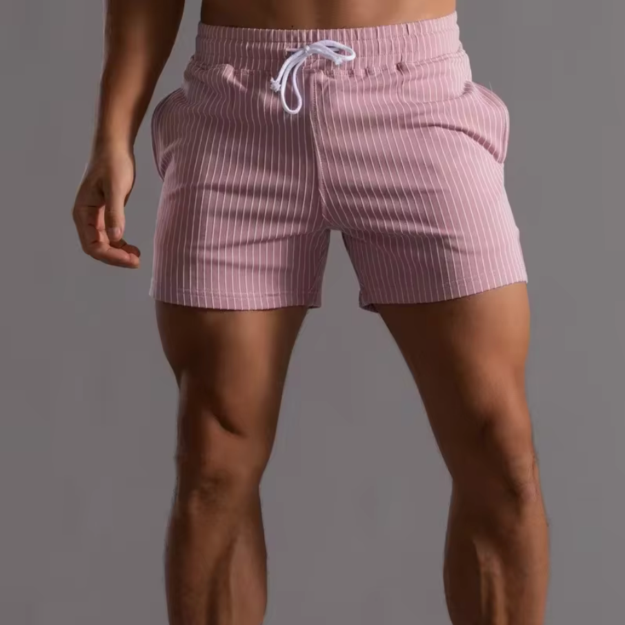 FITNESS STRIPE COTTON SHORTS