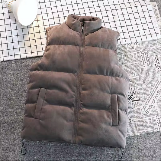 SUEDE HIGH-NECK DOWN VEST