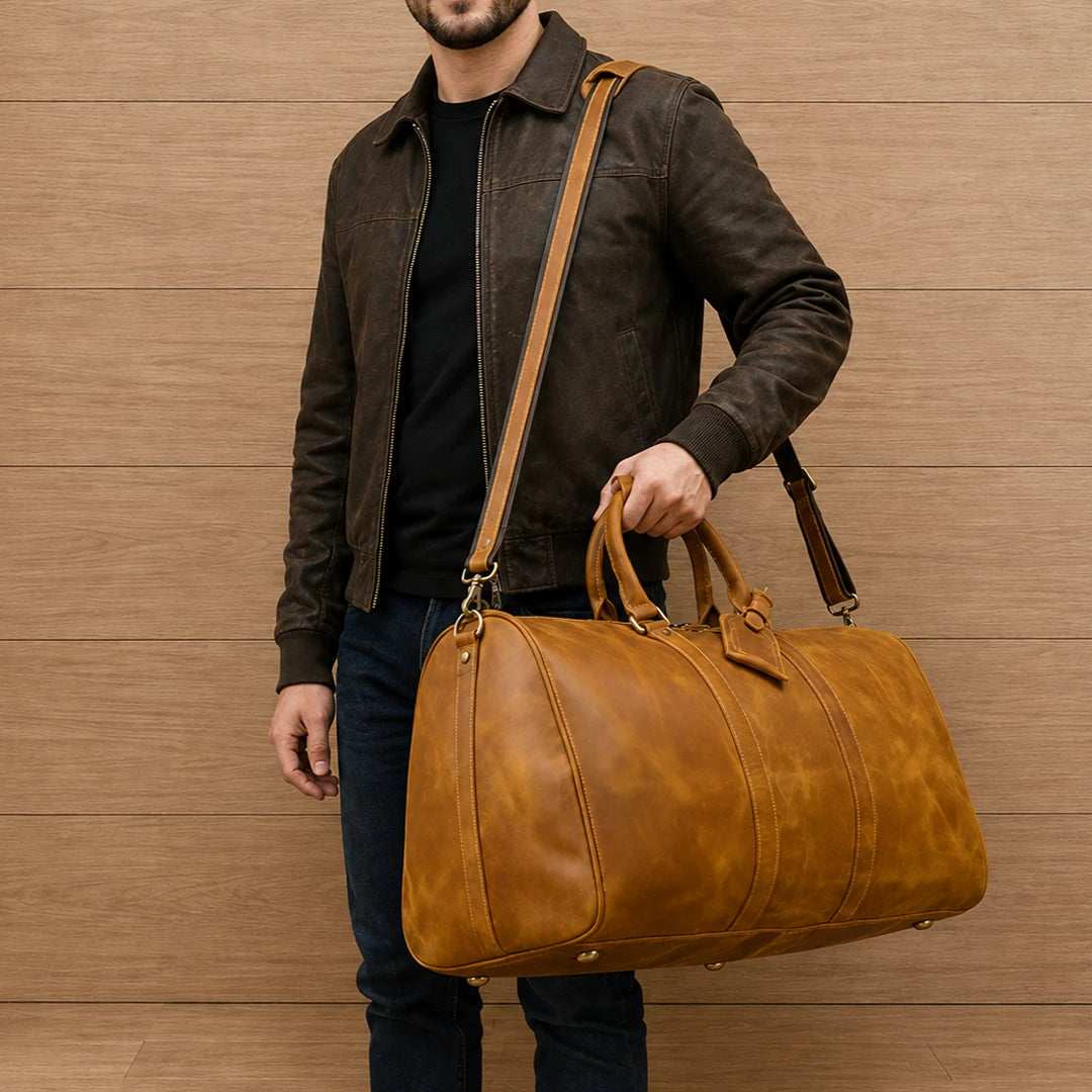 Spacious Leather Duffel Bag