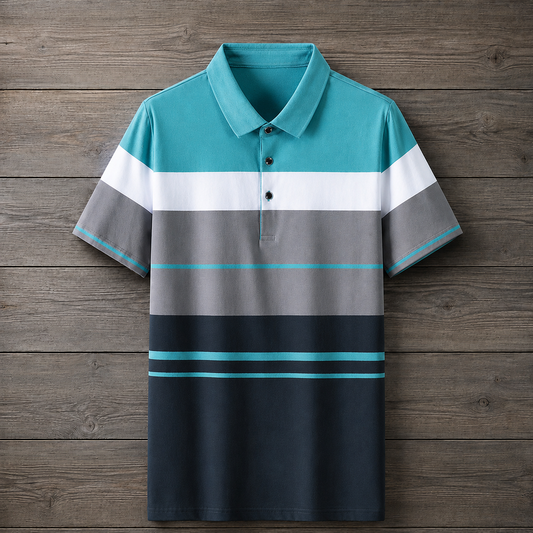 Striped Colorblock Polo Shirt