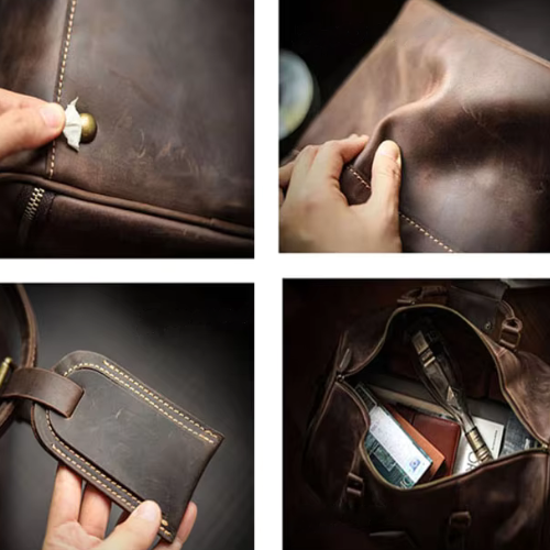 TRAVEL VINTAGE LEATHER DUFFLE BAG