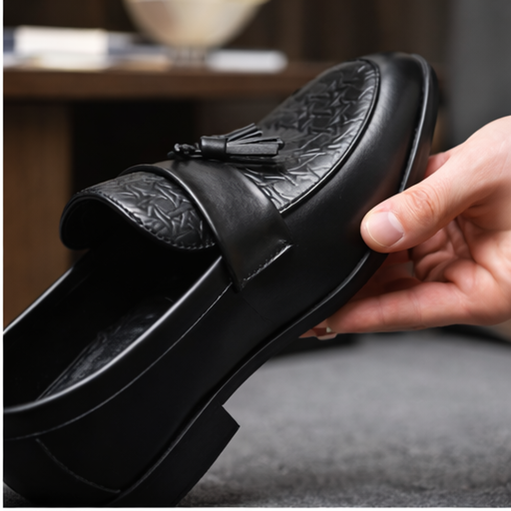 Textured Tassel Loafers