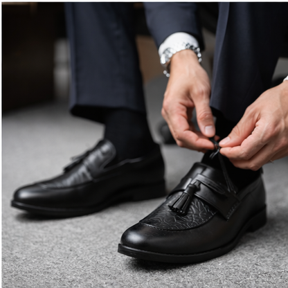 Textured Tassel Loafers