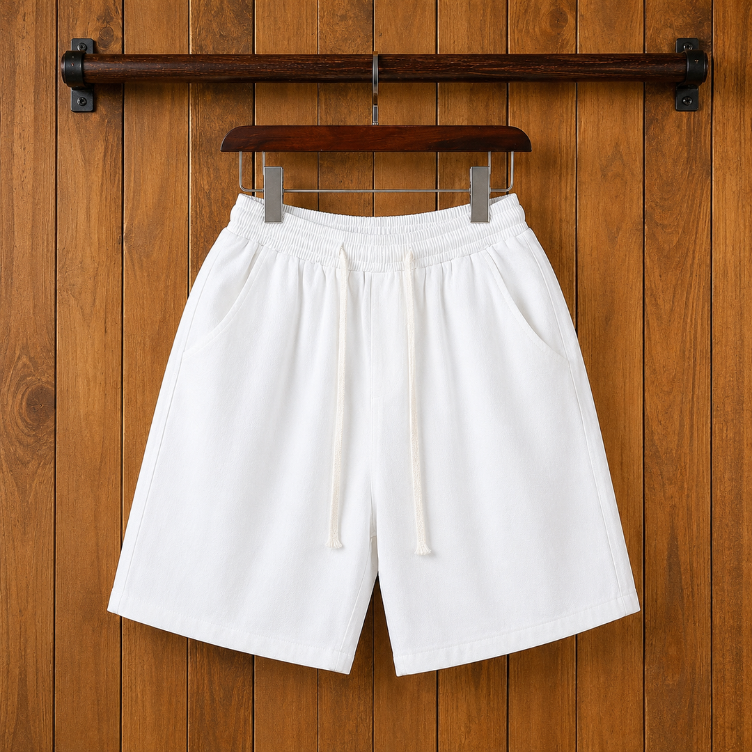 Drawstring Cotton Beach Shorts