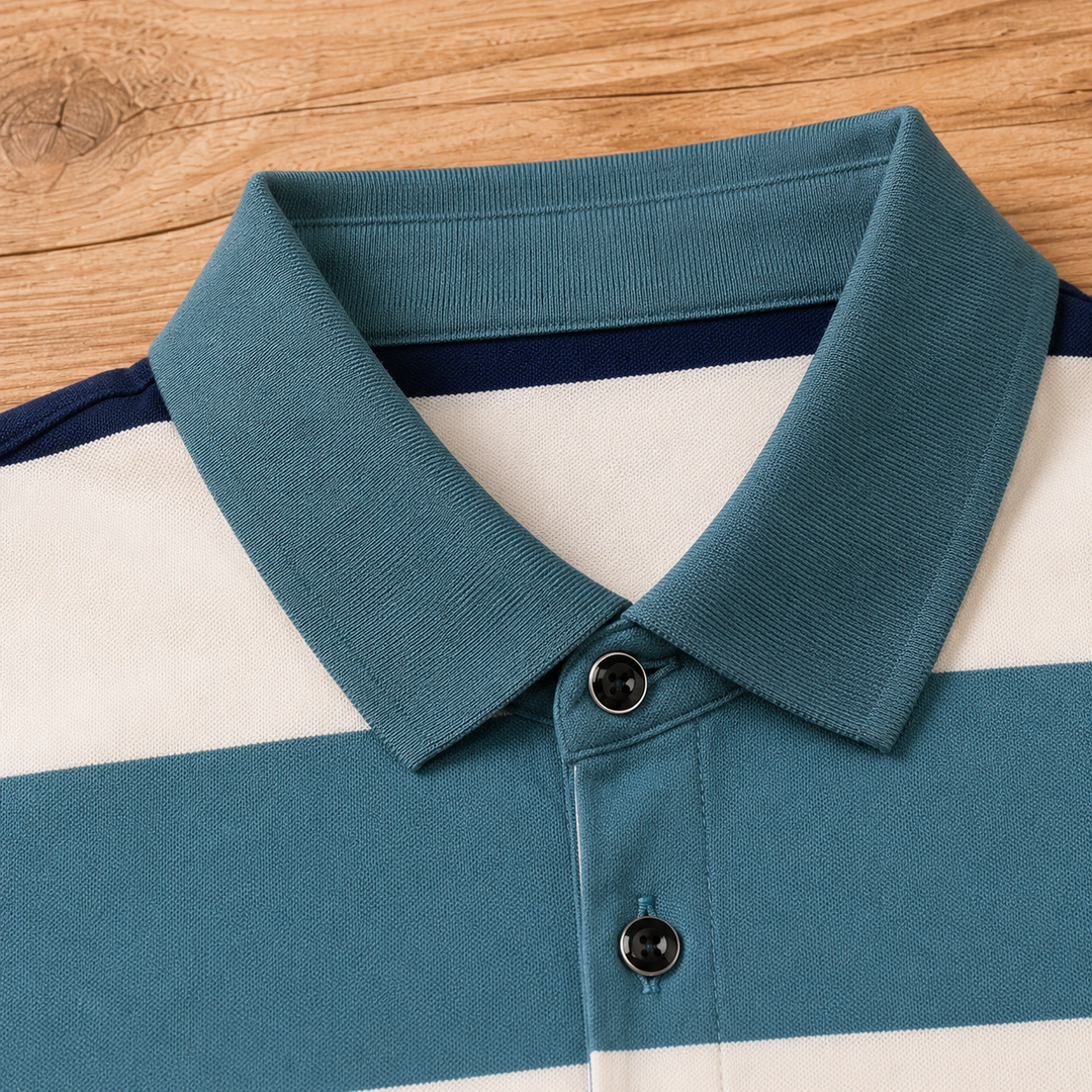 Striped Knit Polo Shirt