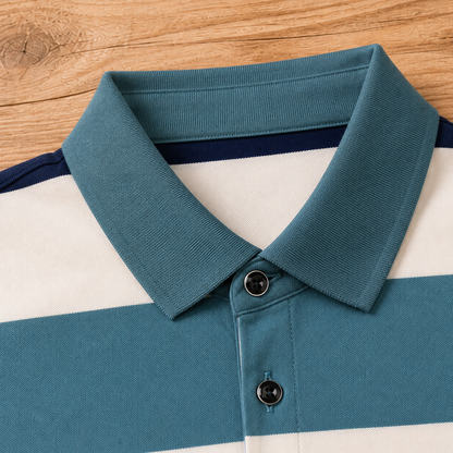 Striped Knit Polo Shirt