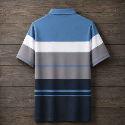 Striped Colorblock Polo Shirt
