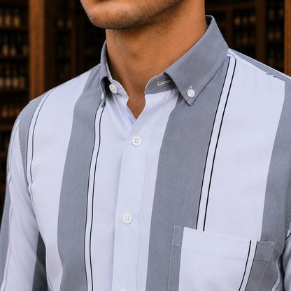Vertical Stripe Button-Down Shirt