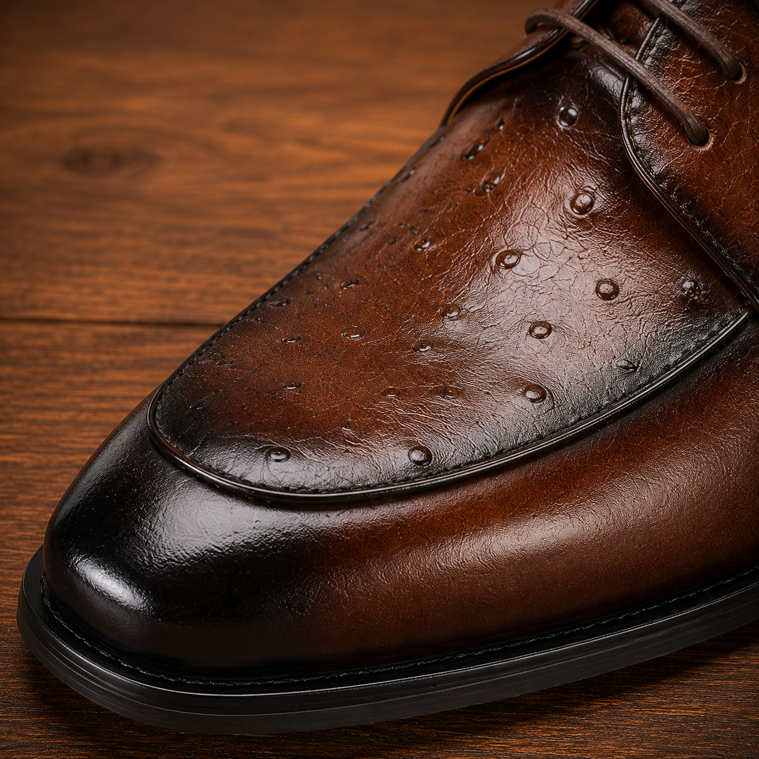 Ostrich Embossed Leather Shoes