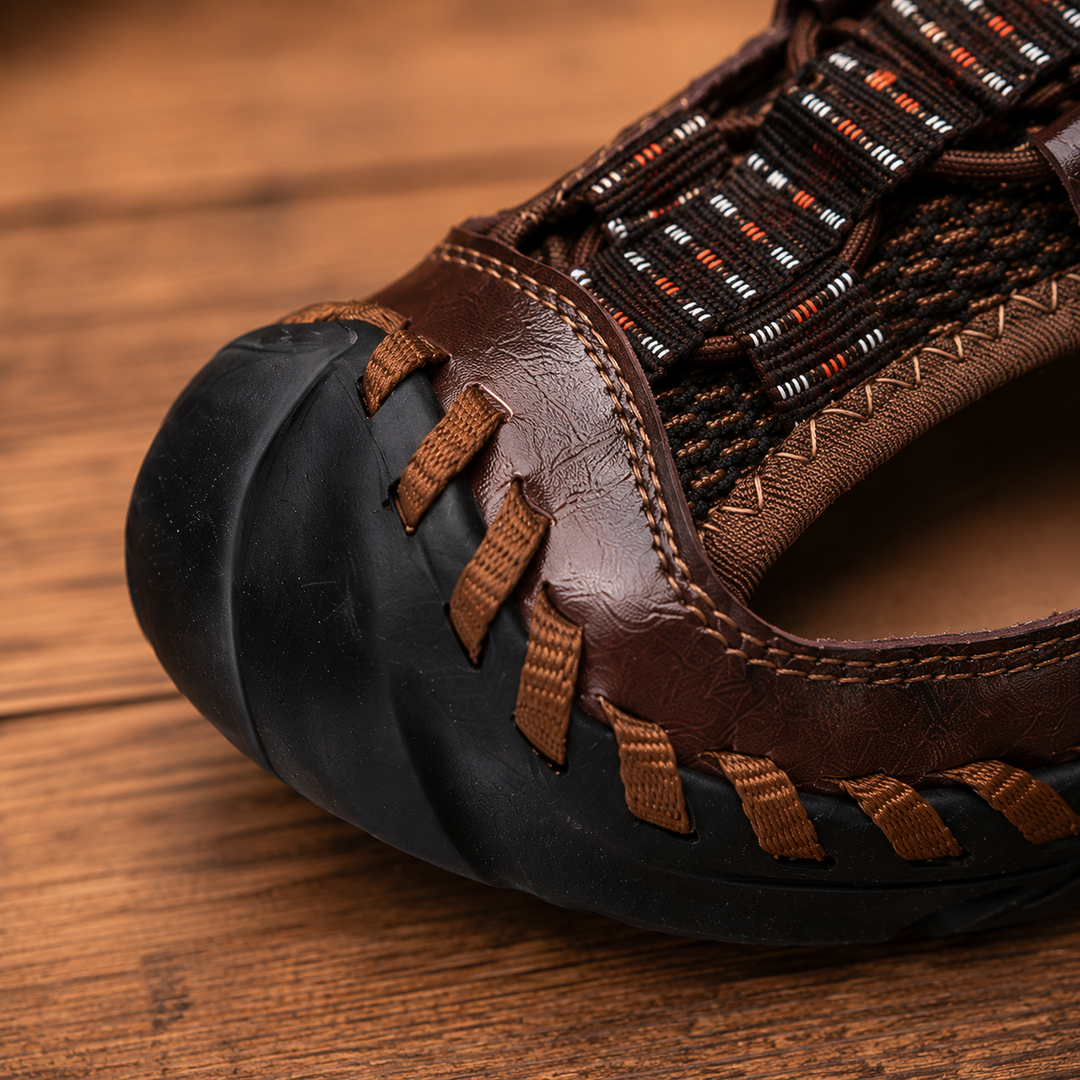Closed-Toe Leather Sandals