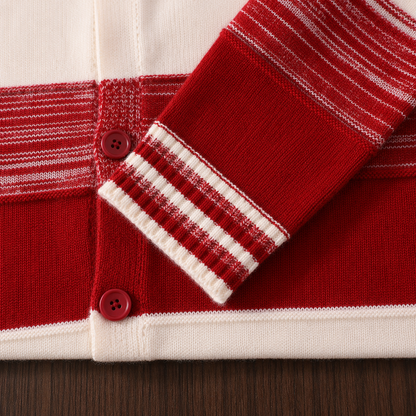 Stripe Button-Up Knit Cardigan