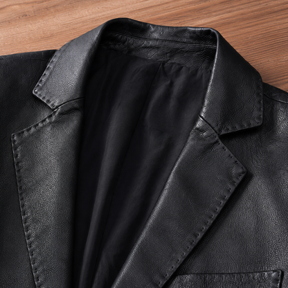 Leather Two-Button Blazer