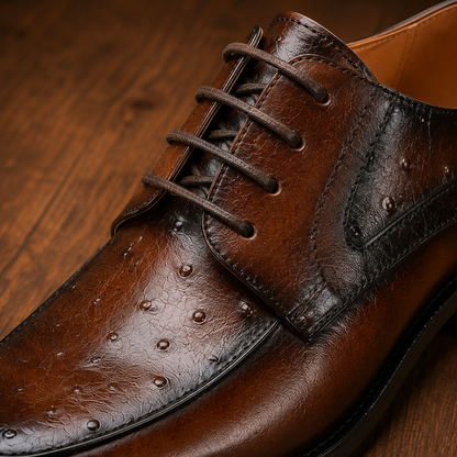 Ostrich Embossed Leather Shoes