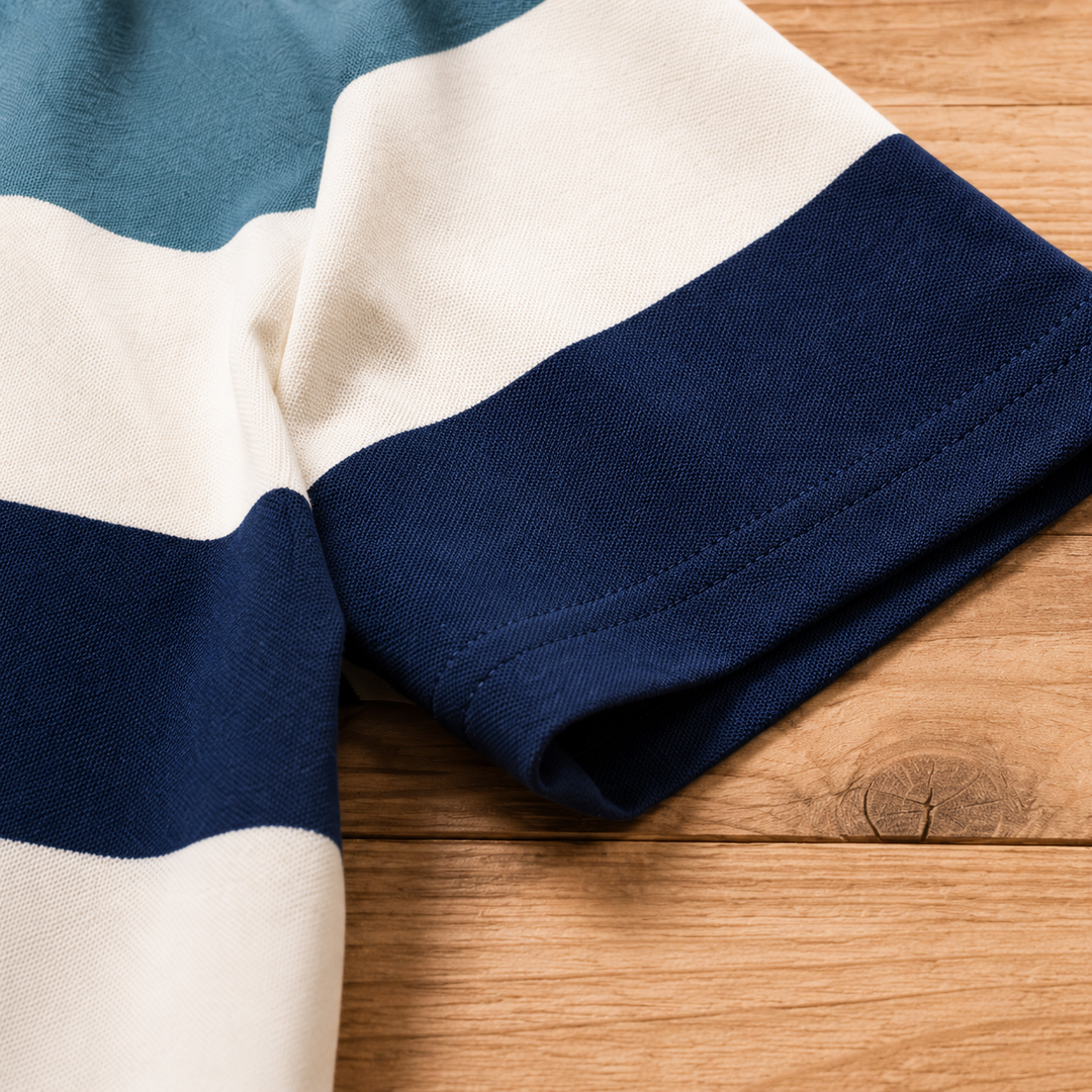 Striped Knit Polo Shirt