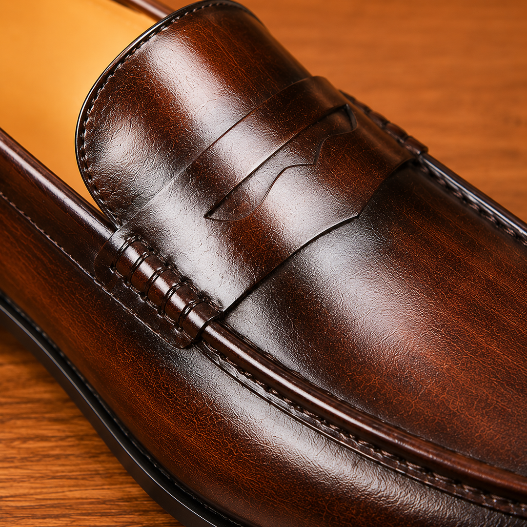 Slip-On Leather Penny Loafers