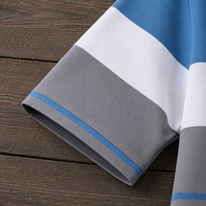 Striped Colorblock Polo Shirt