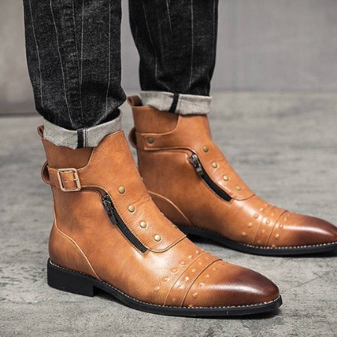 HIGH-TOP LEATHER BOOTS