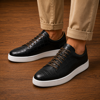 Textured Leather Sneakers