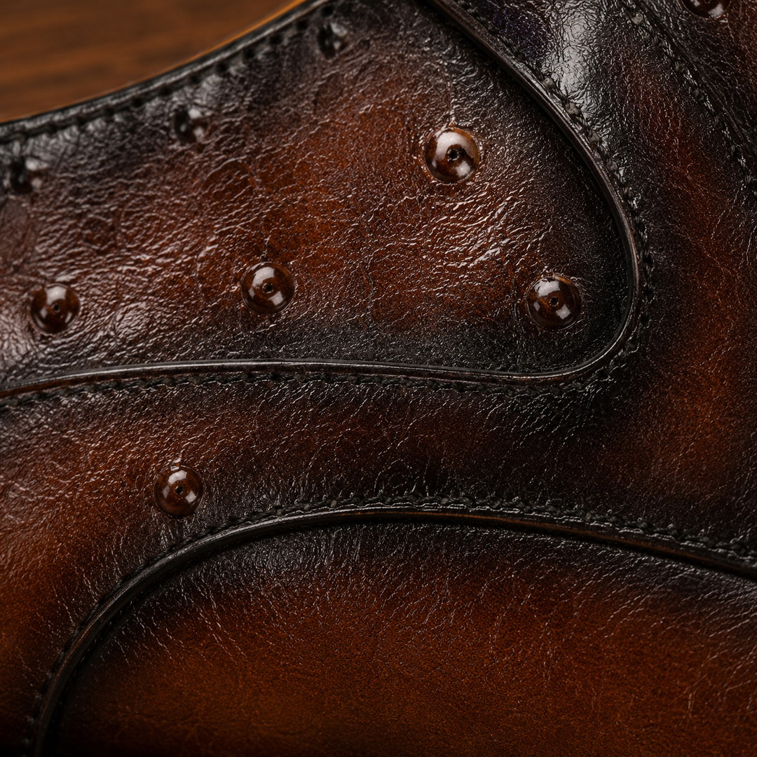 Ostrich Embossed Leather Shoes