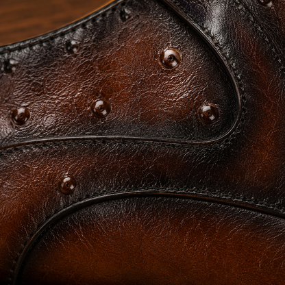 Ostrich Embossed Leather Shoes