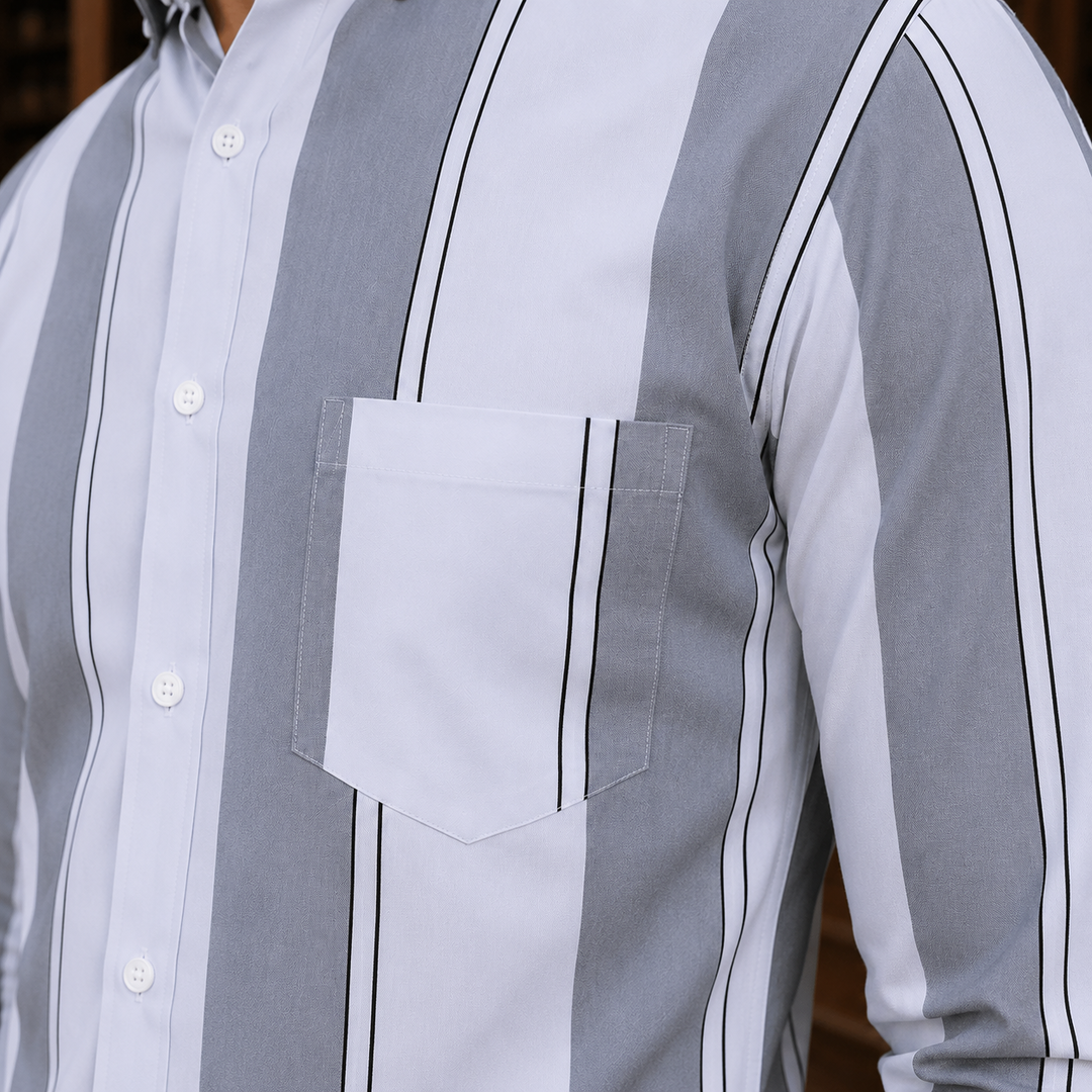 Vertical Stripe Button-Down Shirt
