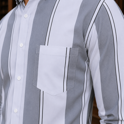 Vertical Stripe Button-Down Shirt