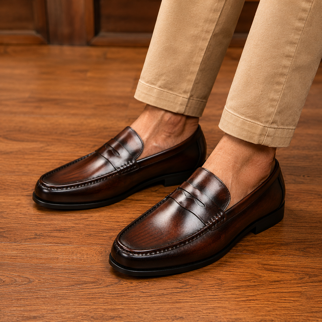 Slip-On Leather Penny Loafers