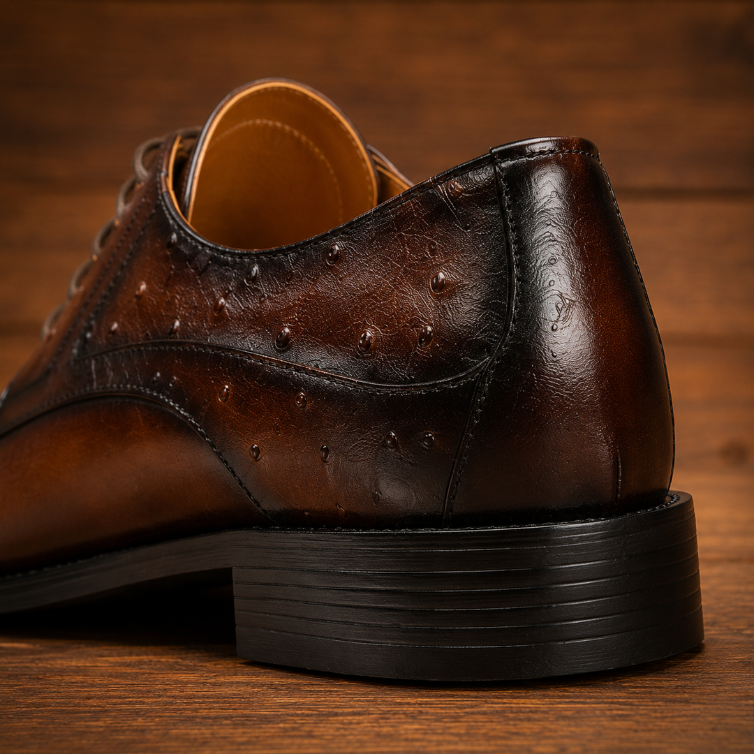Ostrich Embossed Leather Shoes