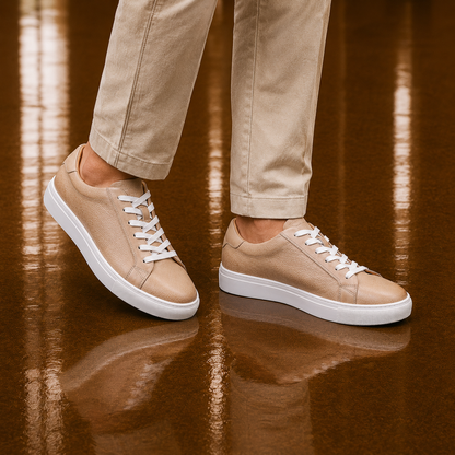 Premium Leather Lace-Up Sneakers
