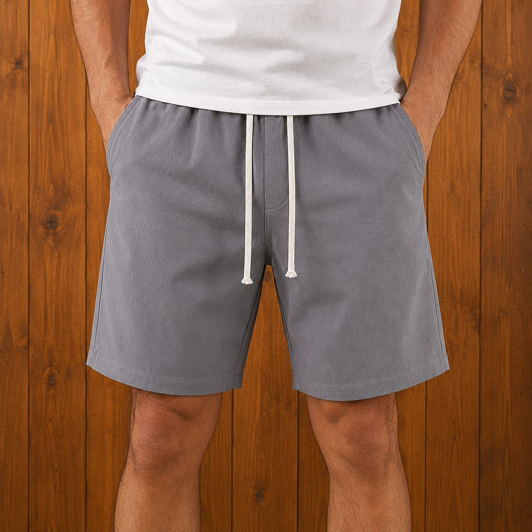 Drawstring Cotton Beach Shorts