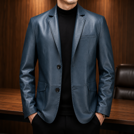 Leather Two-Button Blazer