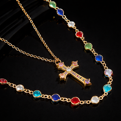 Crystal Cross Necklace Set