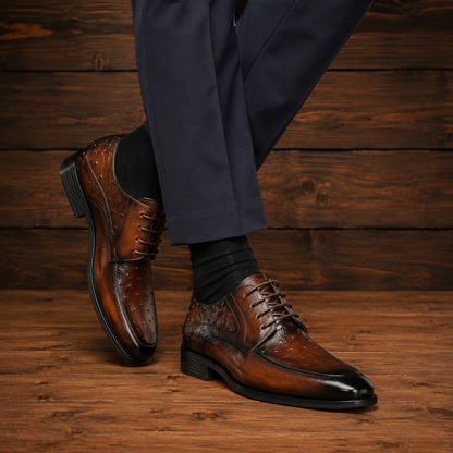 Ostrich Embossed Leather Shoes