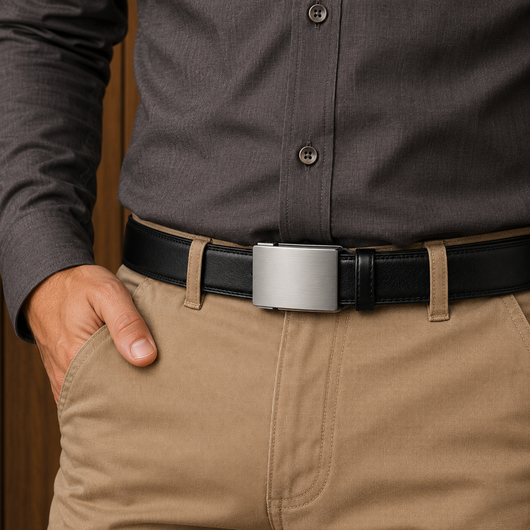 Slide Buckle Leather Belt