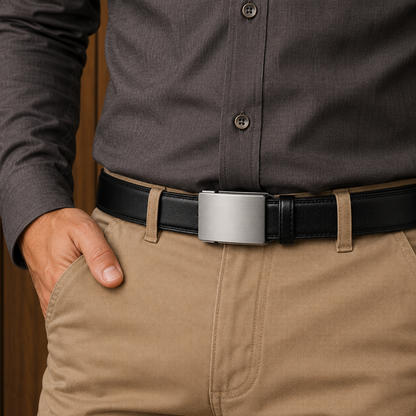 Slide Buckle Leather Belt