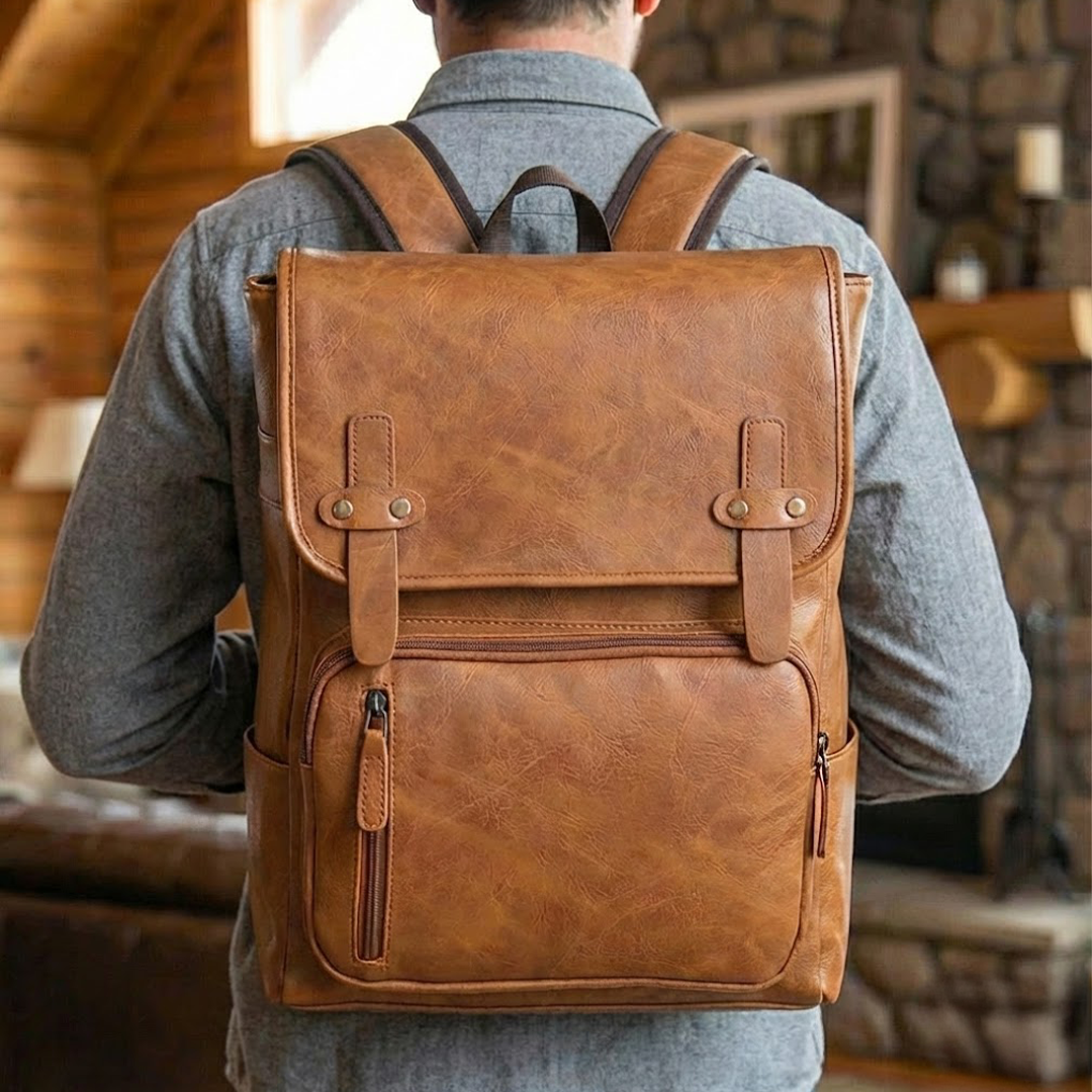 Vintage Leather Office Backpack