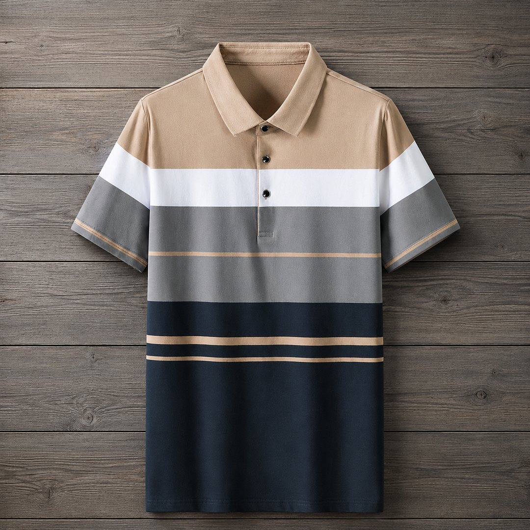 Striped Colorblock Polo Shirt